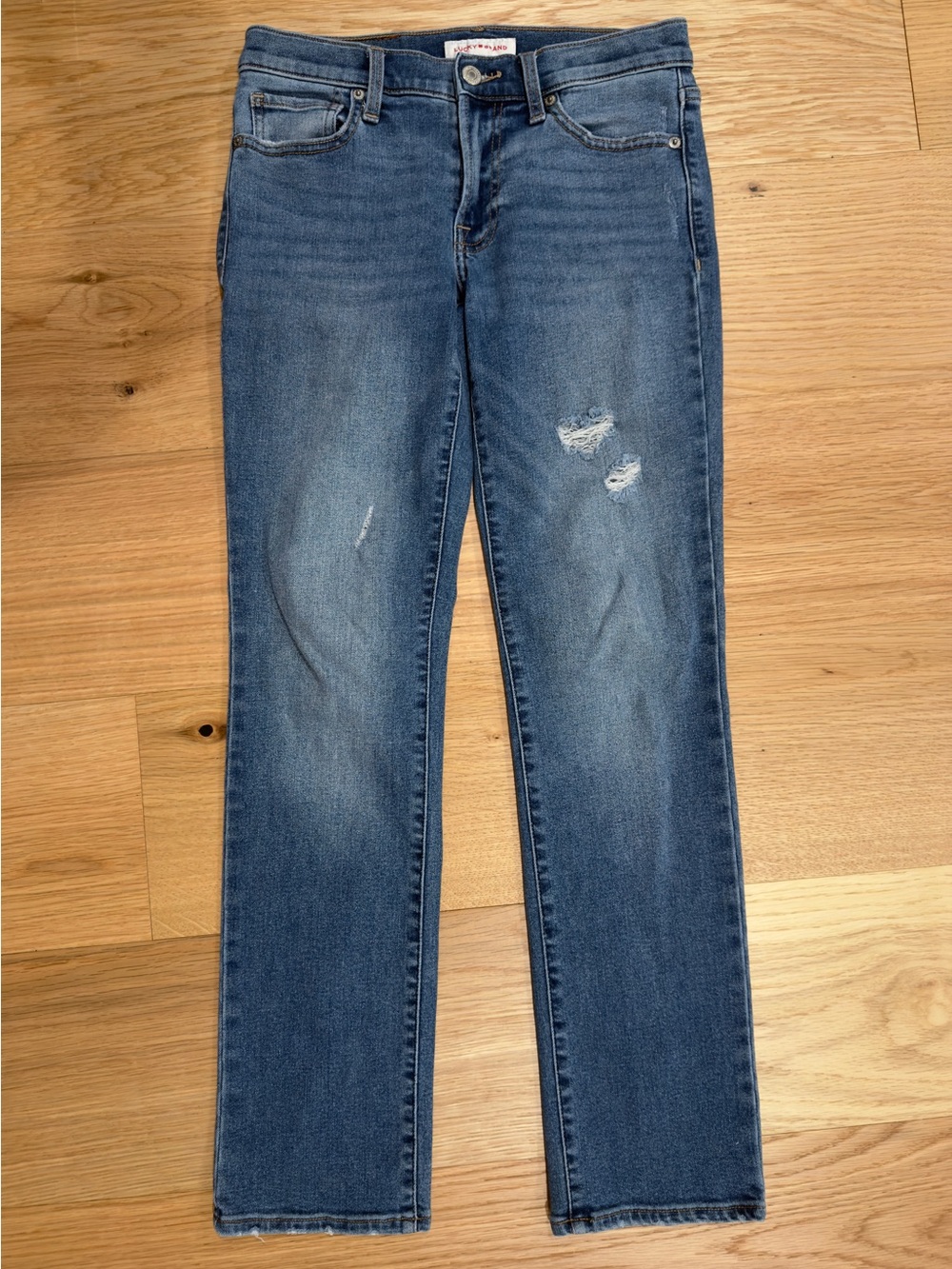 Lucky Brand Distressed Straight Leg Jeans Size 2/26 Medium Wash